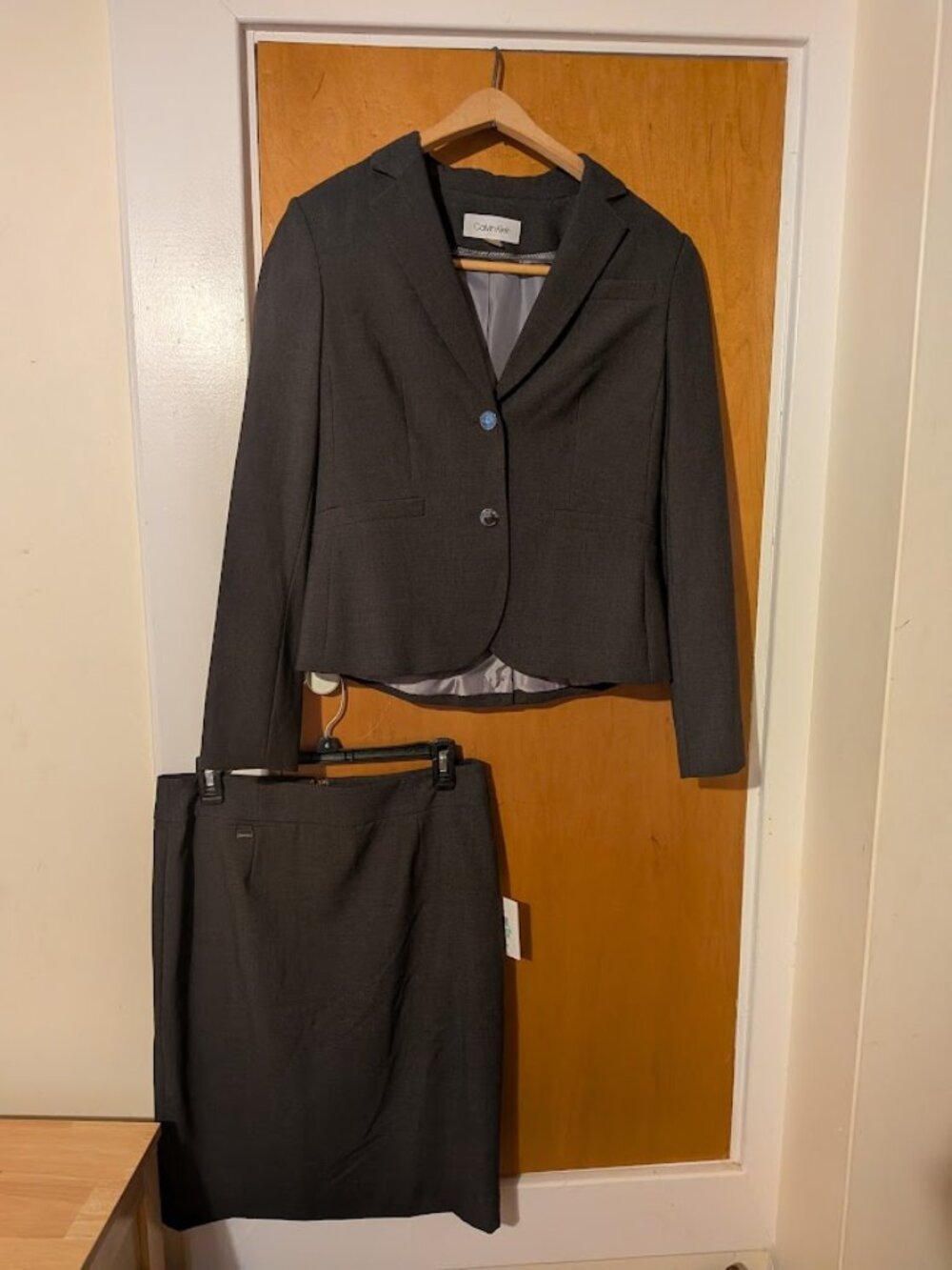 Calvin Klein Gray 2-Piece Skirt Suit Set